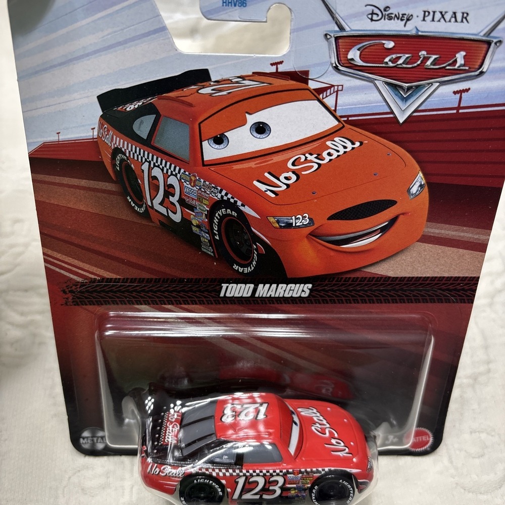 Disney Pixar Cars Todd Marcus No Stall racecar #123 Metal 2021 diecast by Mattel